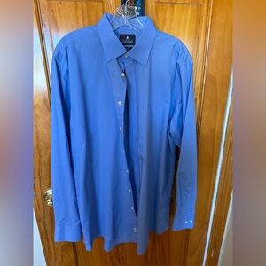 Men’s Stafford Performance Pinpoint Blue Button down Long Sleeve Shirt 16 1/2